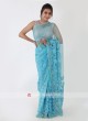 Turquoise Blue Net Saree